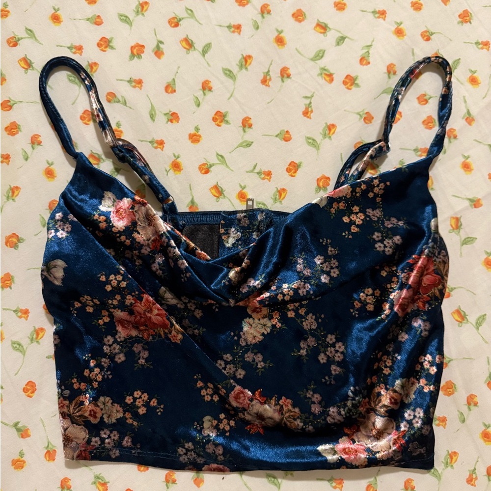 Floral Velvet Crop Top